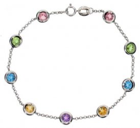 Semi precious multi-colour chain bracelet