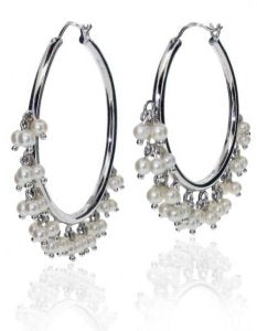 Pearls on White Gold hoops