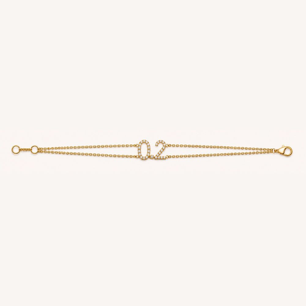 0.2 Bracelet with Double Chain and Diamond Set 0.2 Centre