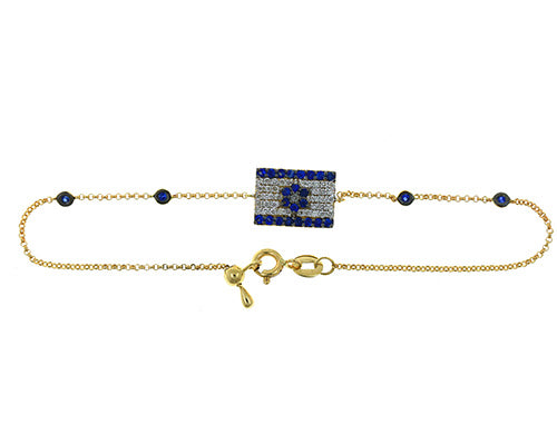 Israeli Flag - Diamond and Sapphire bracelet